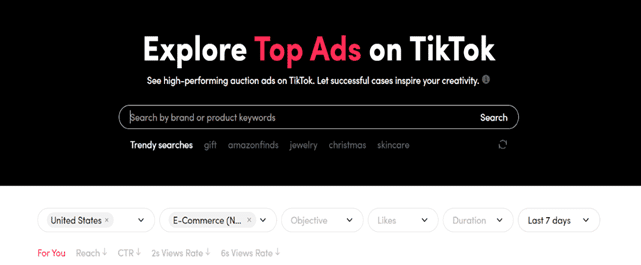 ספריית המודעות של טיקטוק 